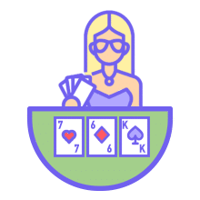 3 card poker table with live dealer