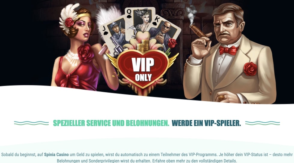 Service und Belohnungen Spinia Casino