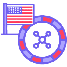 Roulette und USA-Flagge