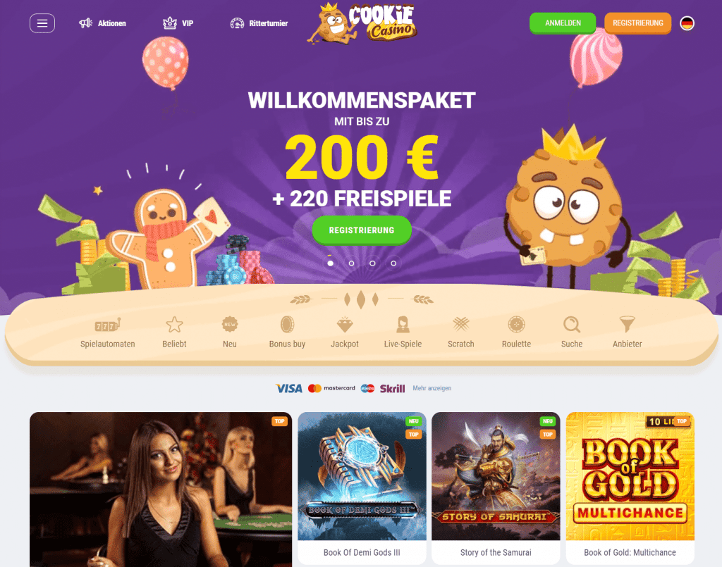 Cookie Casino Main Page