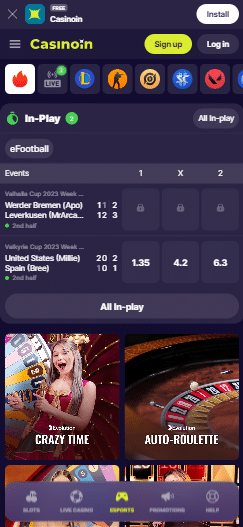 Casinoin mobile version Casinoin Mobile Version