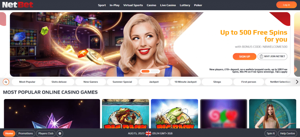 Netbet Casino homepage