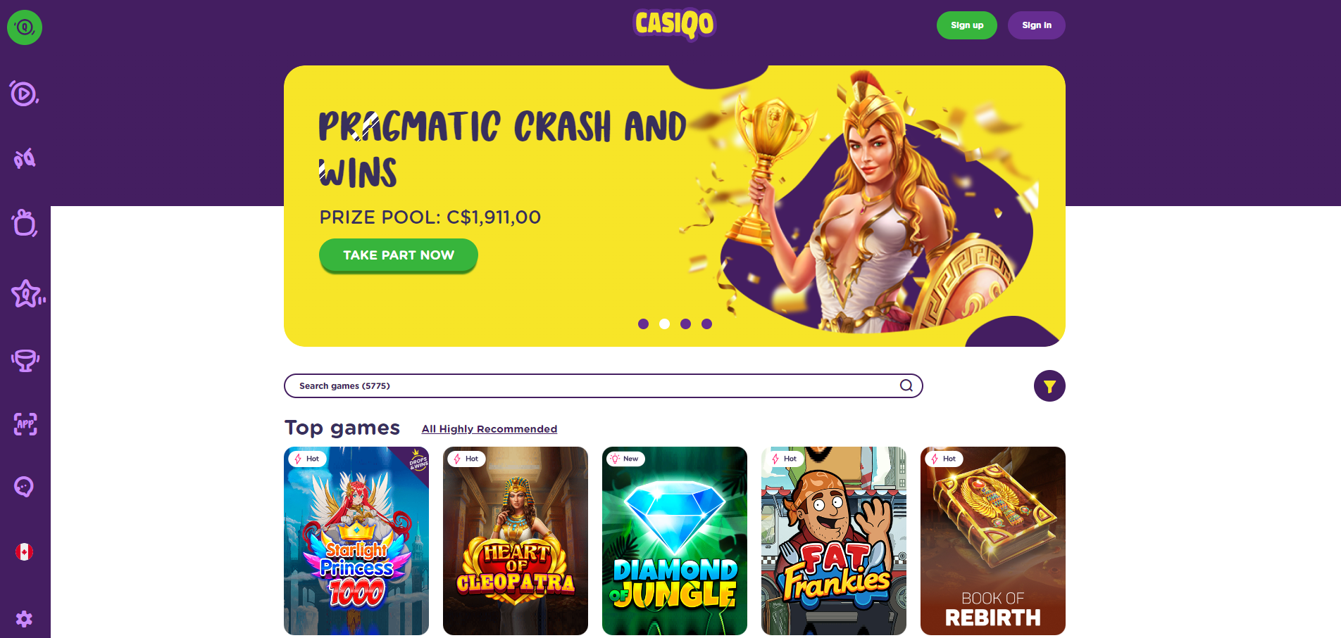 Casiqo Casino Lobby
