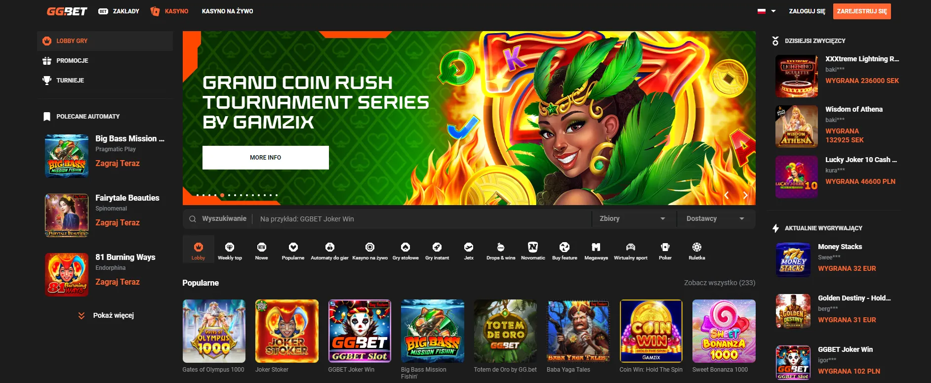 GGbet Casino Lobby