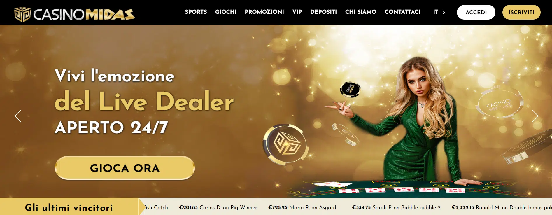 Casino online stranieri Midas