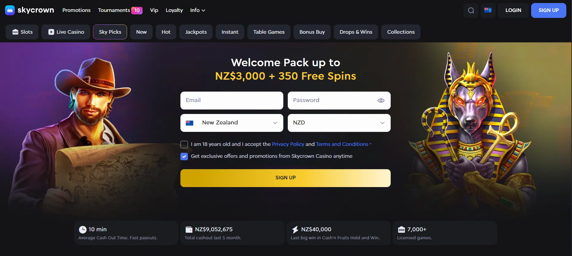 SkyCrown Online Casino with Minimum Deposit Payments