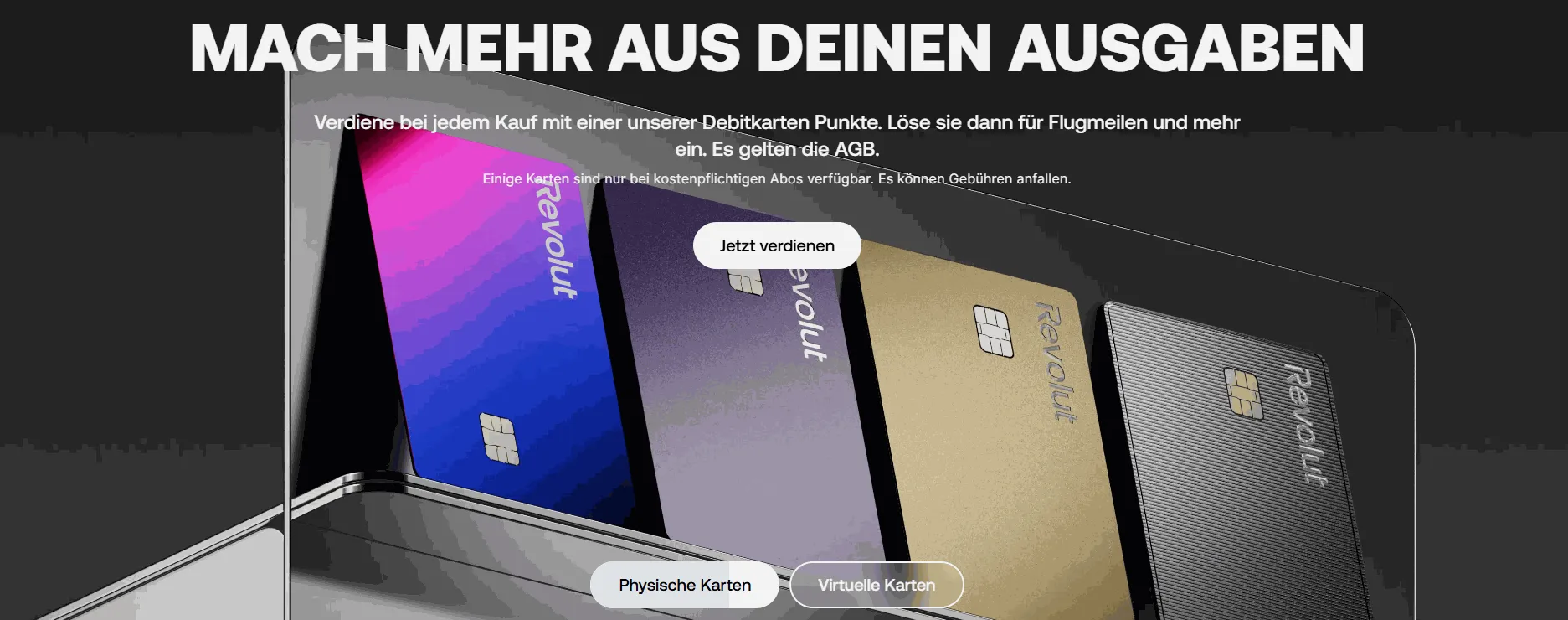 Revolut Karten in der Schweiz