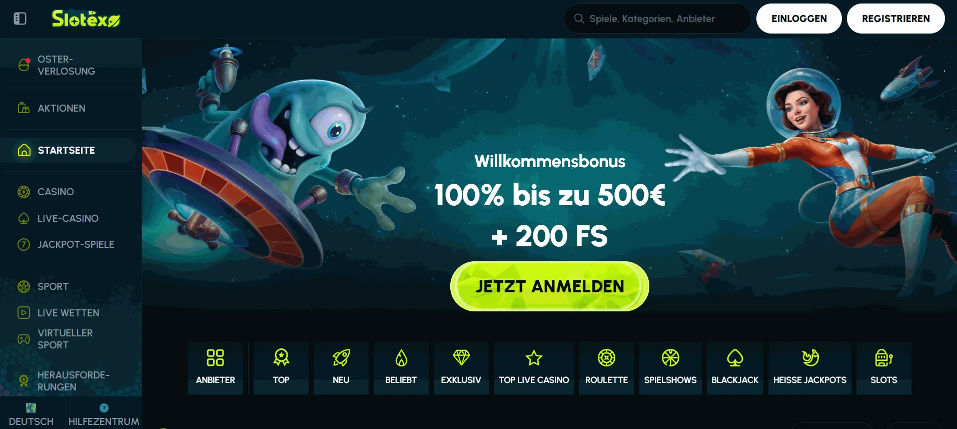 Slotexo Casino mit niedriger Mindesteinzahlung
