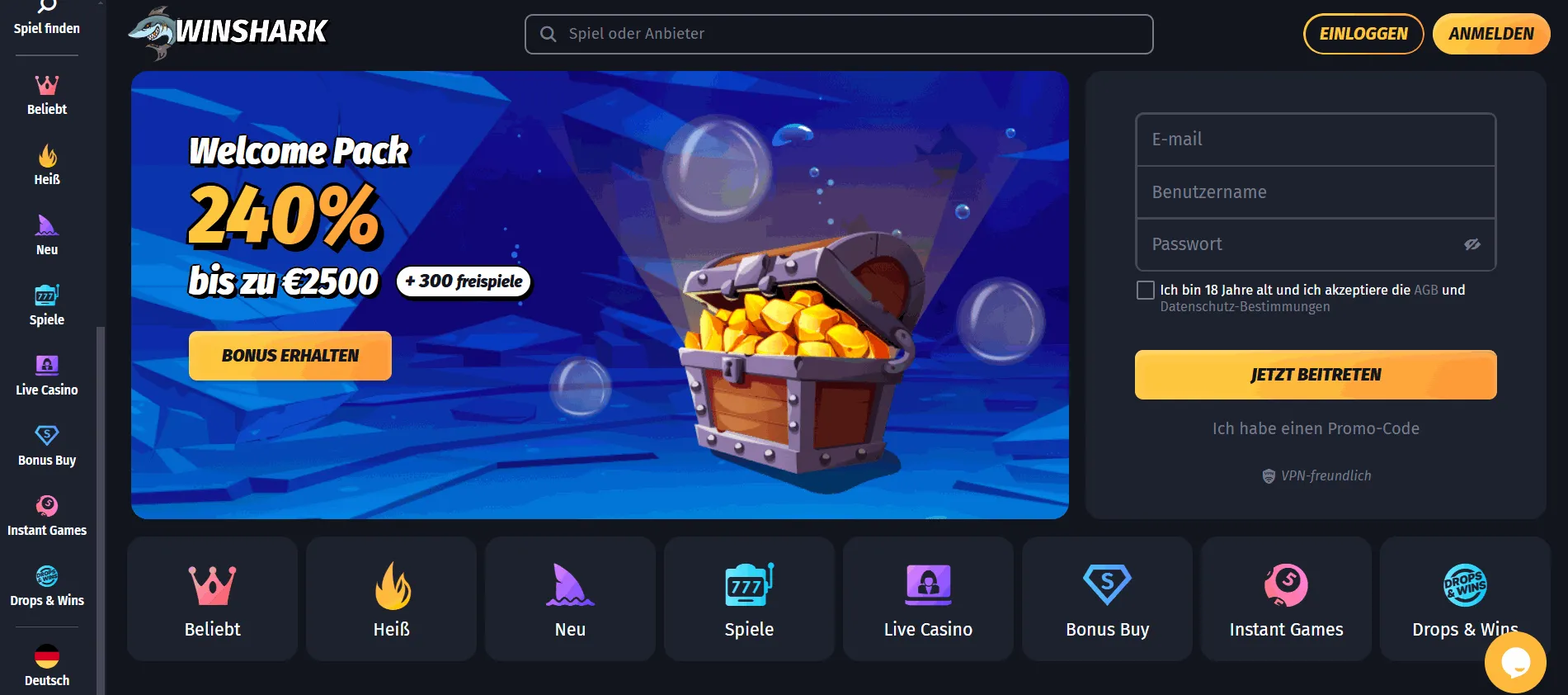 Winshark – das beste EcoPayz Casino