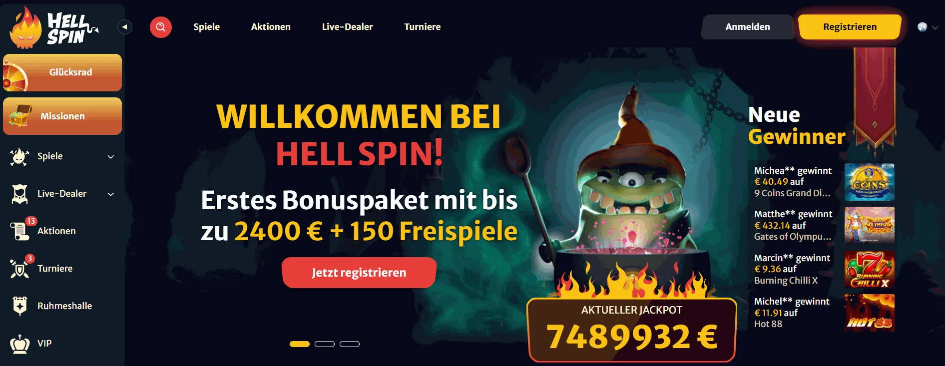 Hell Spin Casino mit Drei Einzahlungen