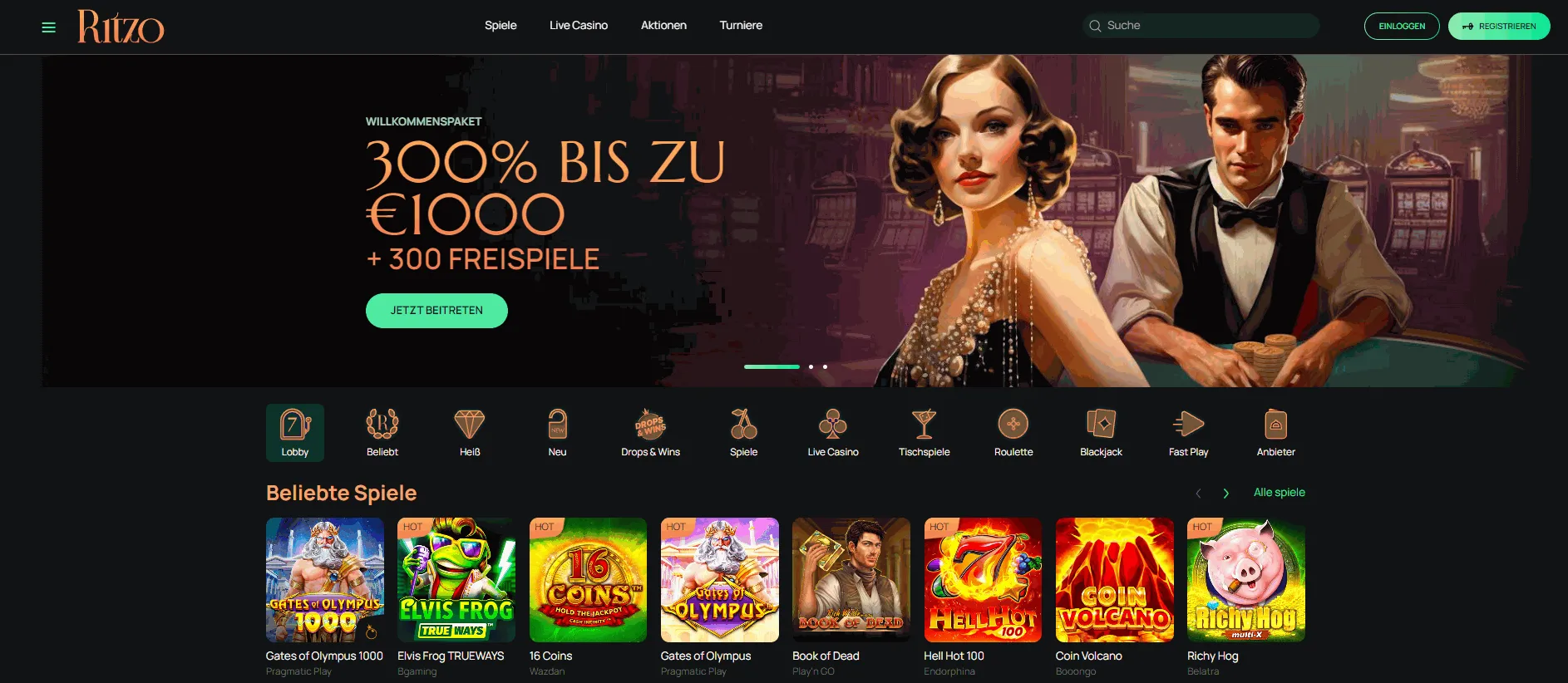 Ritzo Online Casino mit A1 Einzahlungen