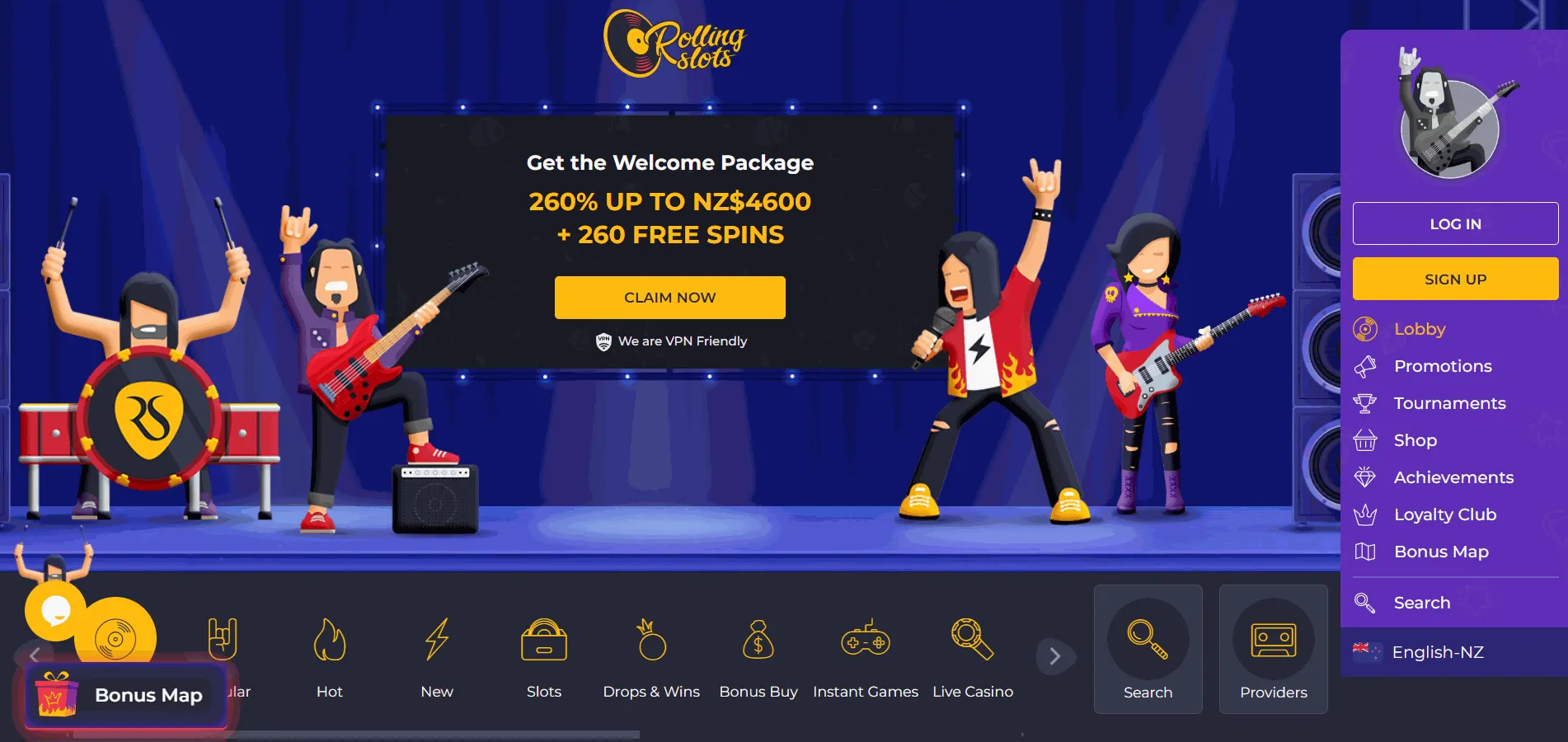 Rolling Slots Online Casino for NZ Players