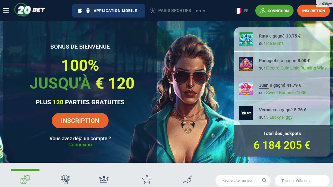 Bonus de bienvenue 20Bet