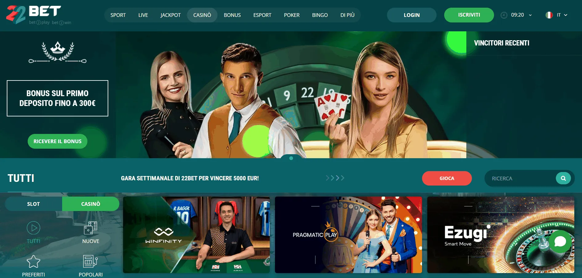 Homepage Casino Maestro 22Bet