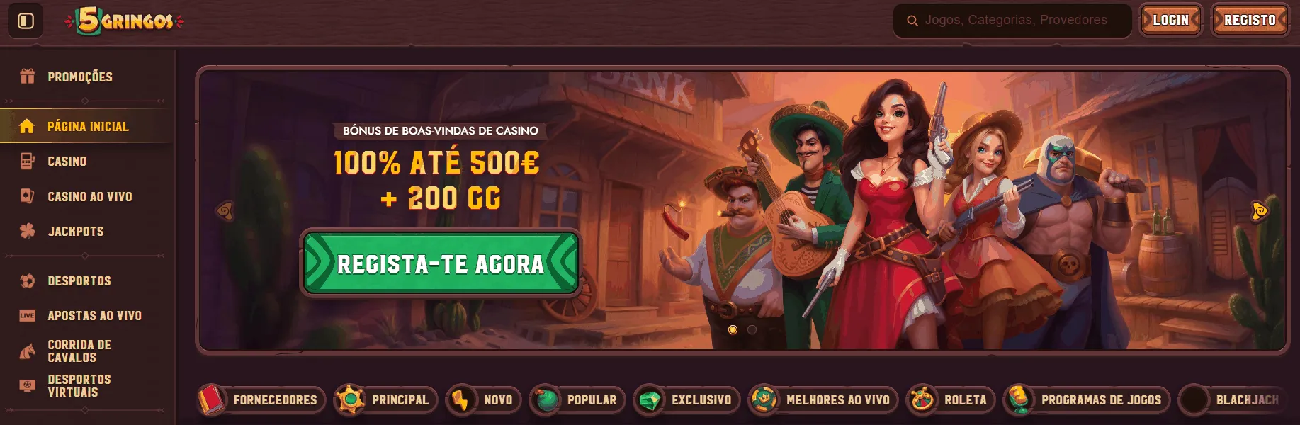 Site de apostas 5 Gringos Página inicial da 5 Gringos