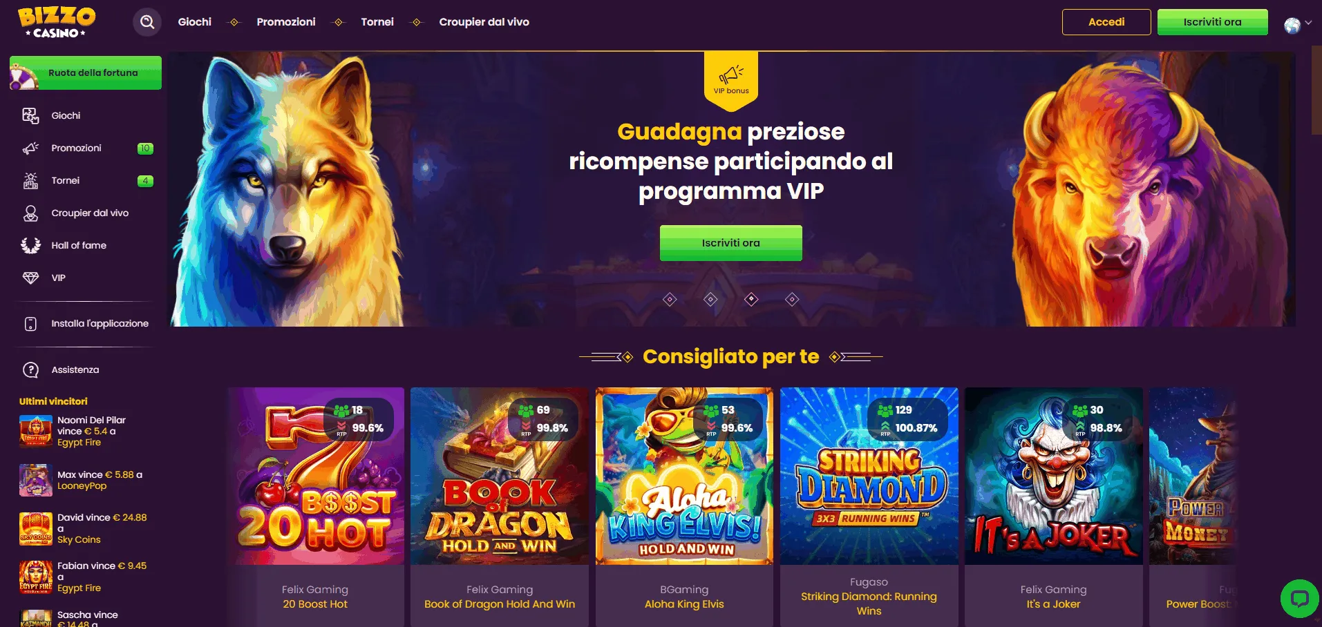 Sito di gioco d'azzardo online Bizzo
