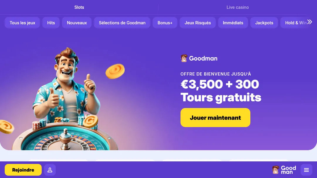 Offre de bienvenue Goodman Casino
