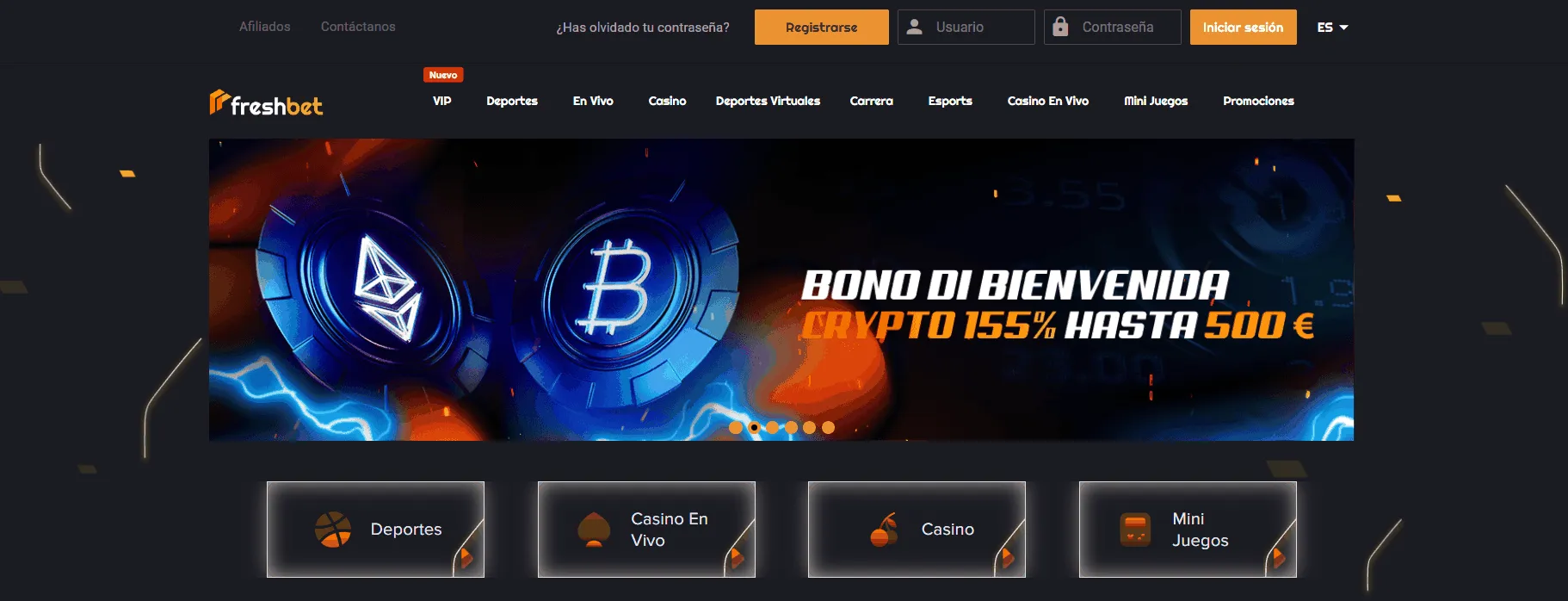 Página principal del casino Freshbet