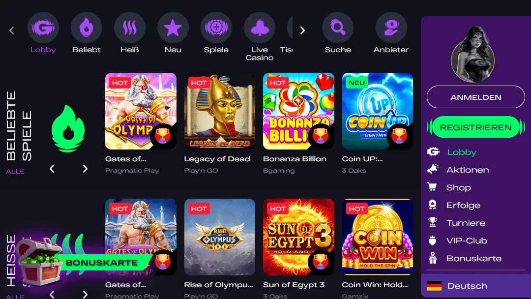 GlitchSpin Casino – Beliebte Online Slots GlitchSpin Casino Beliebte Spiele Übersicht