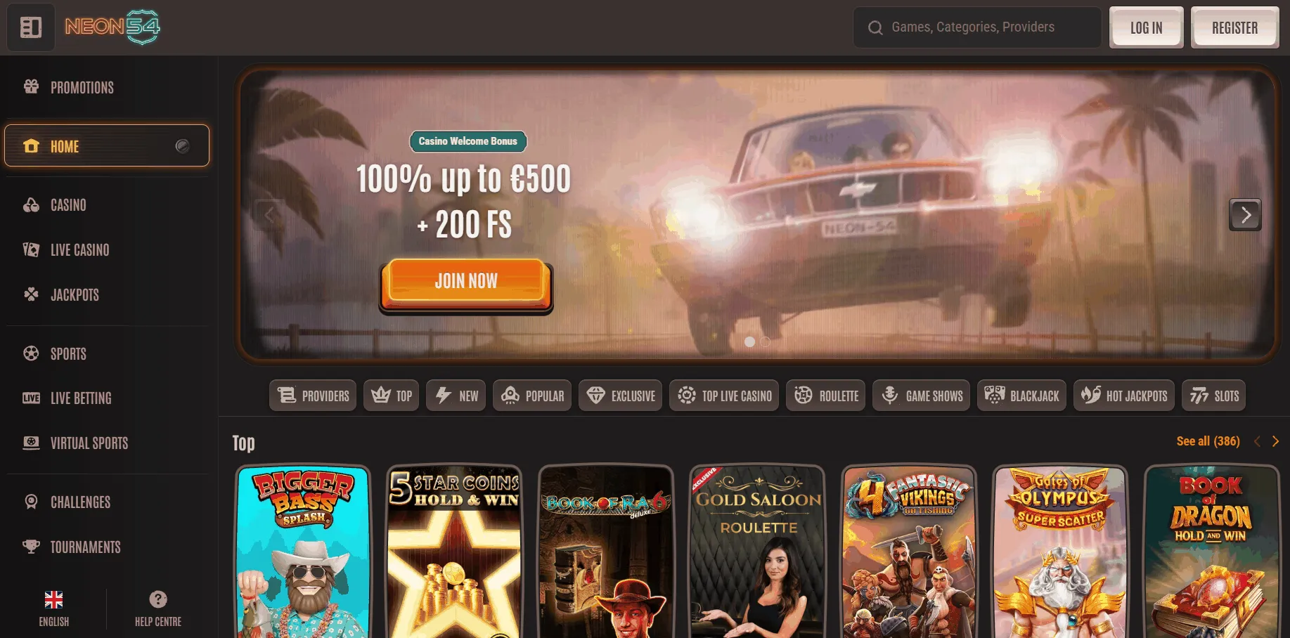 Neon54 Irish Gambling Site