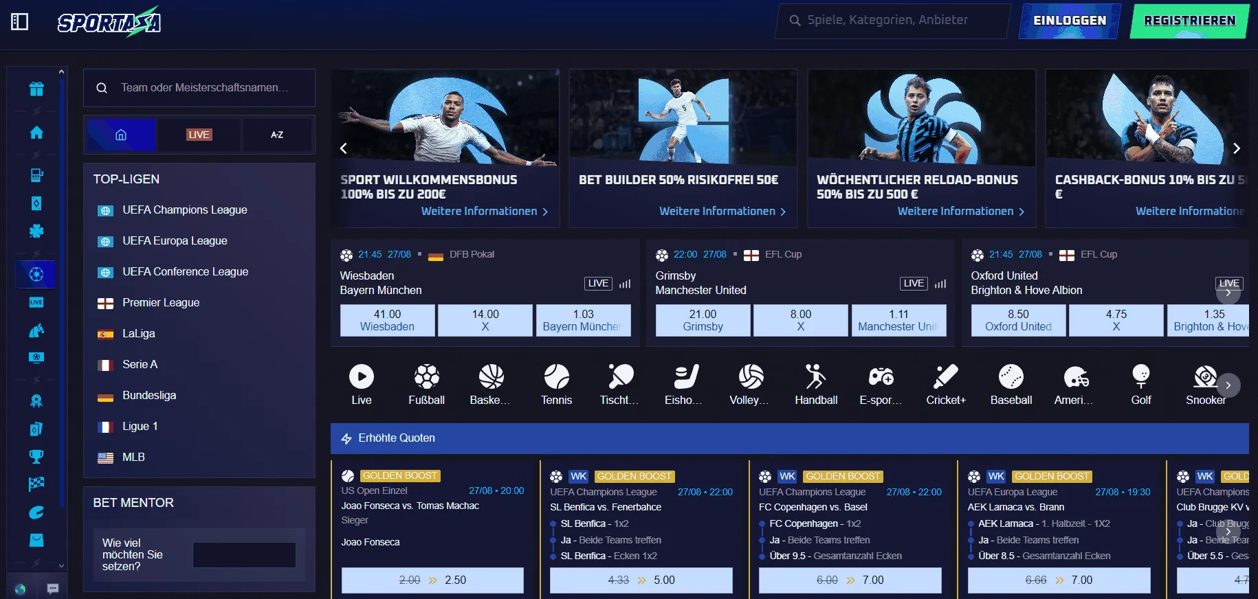 Sportaza Sportwetten Schweiz Anbieter