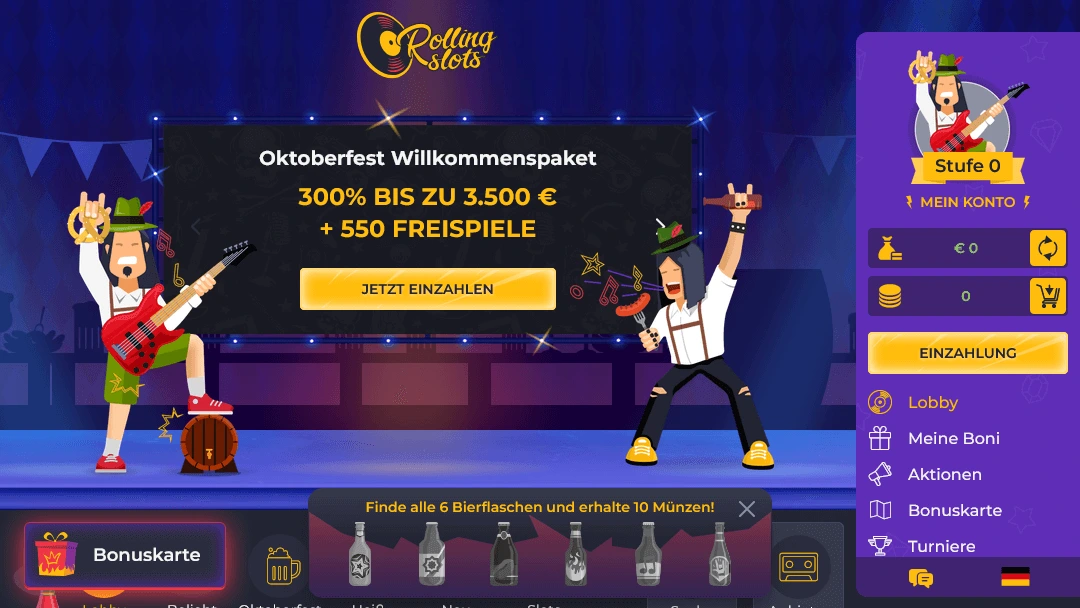 Oktoberfest Willkommenspaket bei Rolling Slots