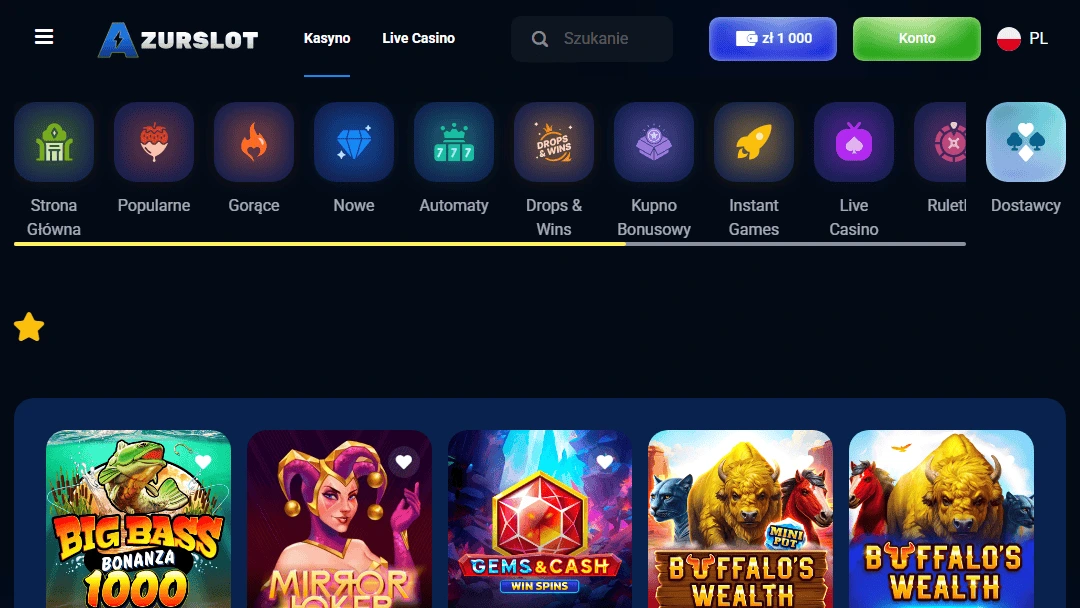 Lobby kasyna online AzurSlot