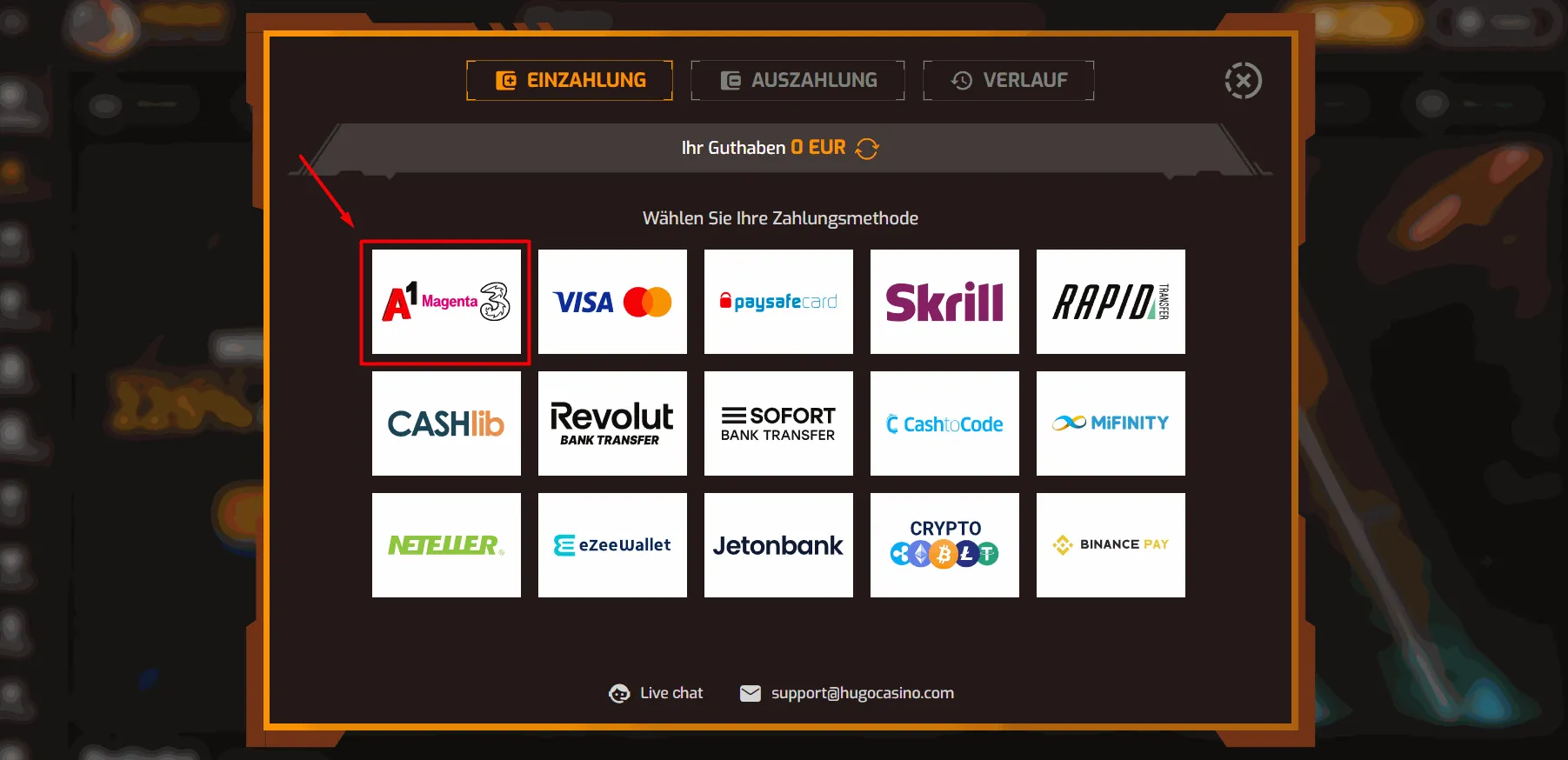 Handyrechnung bezahlen im Hugo Casino Hugo Casino Handyrechnung bezahlen