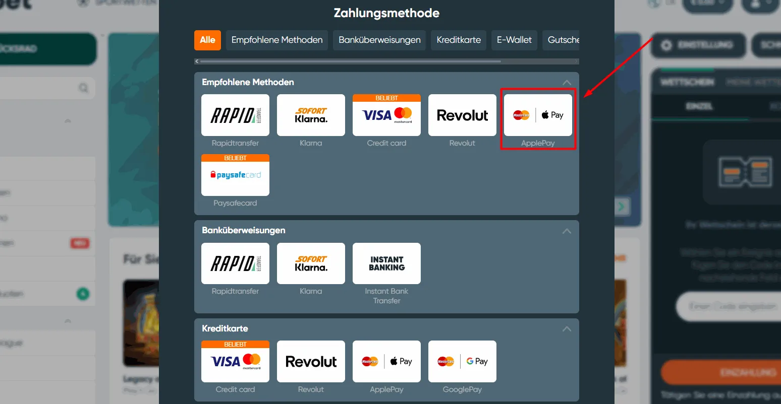 Apple Pay Einzahlungen bei Ivibet Casino Ivibet Casino mit Apple Pay