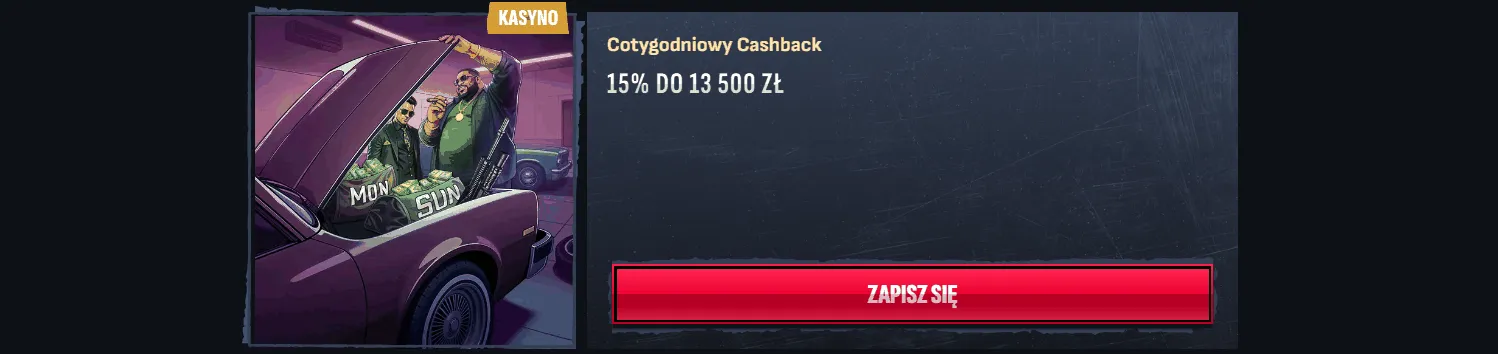 Cotygodniowy cashback w Mafia kasyno