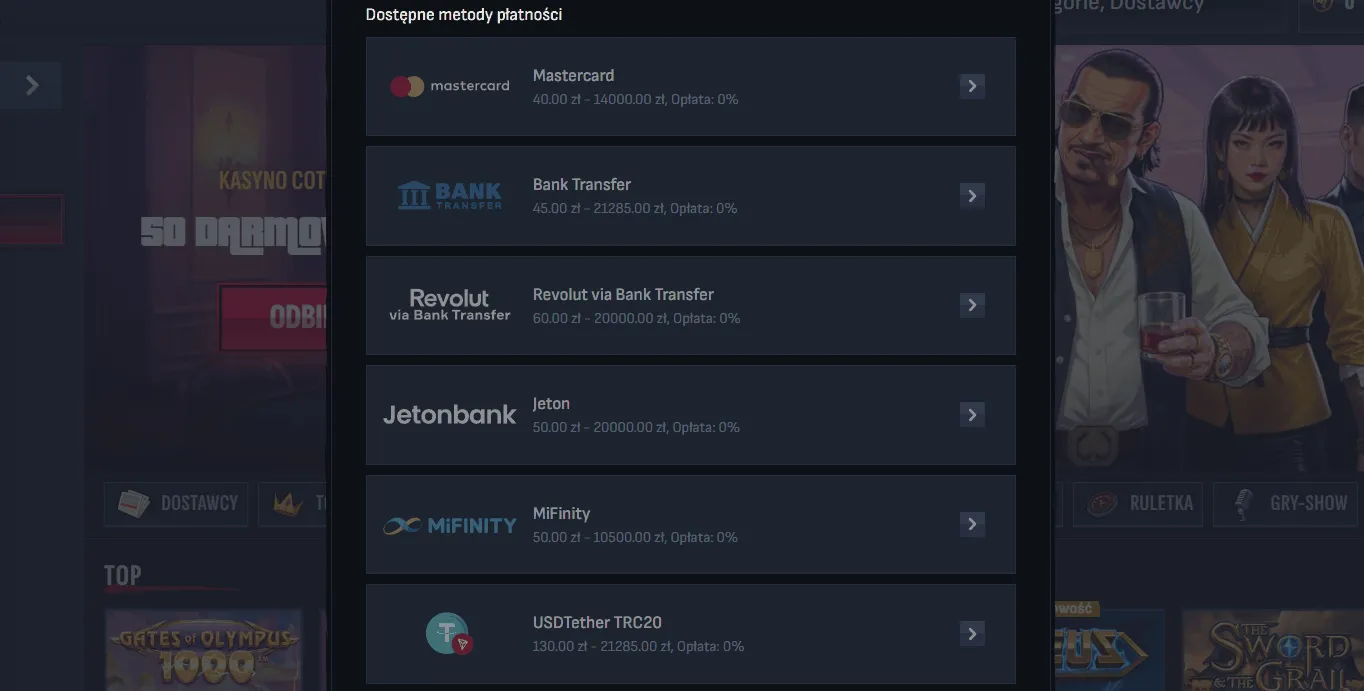 Wypłata w Mafia kasyno