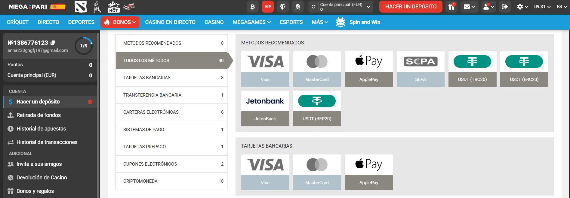 Alternativas a Bizum en Megapari casino Megapari casino con alternativas a Bizum
