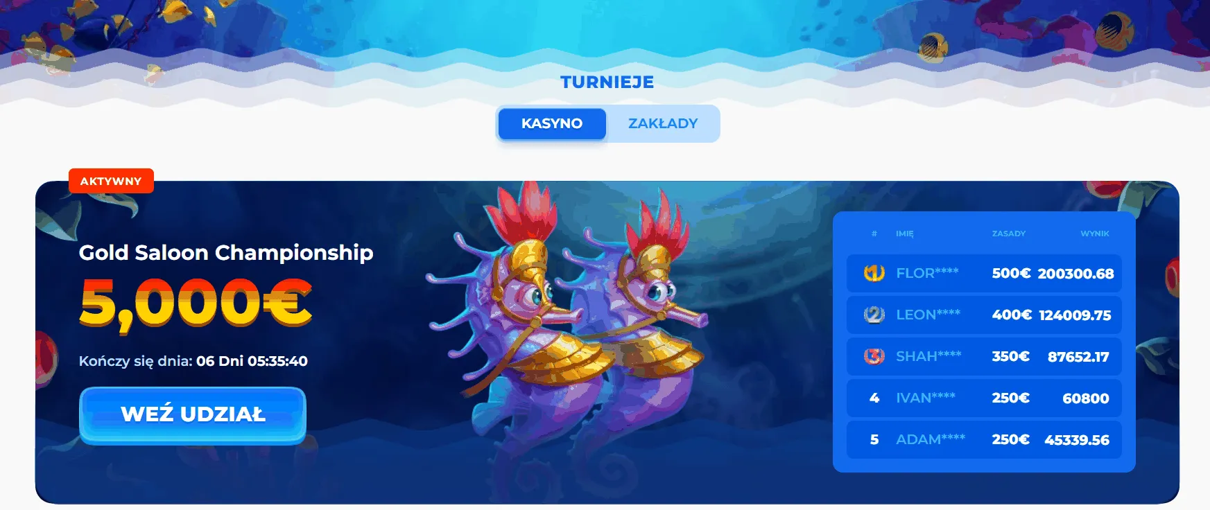 Turnieje w Posido Casino