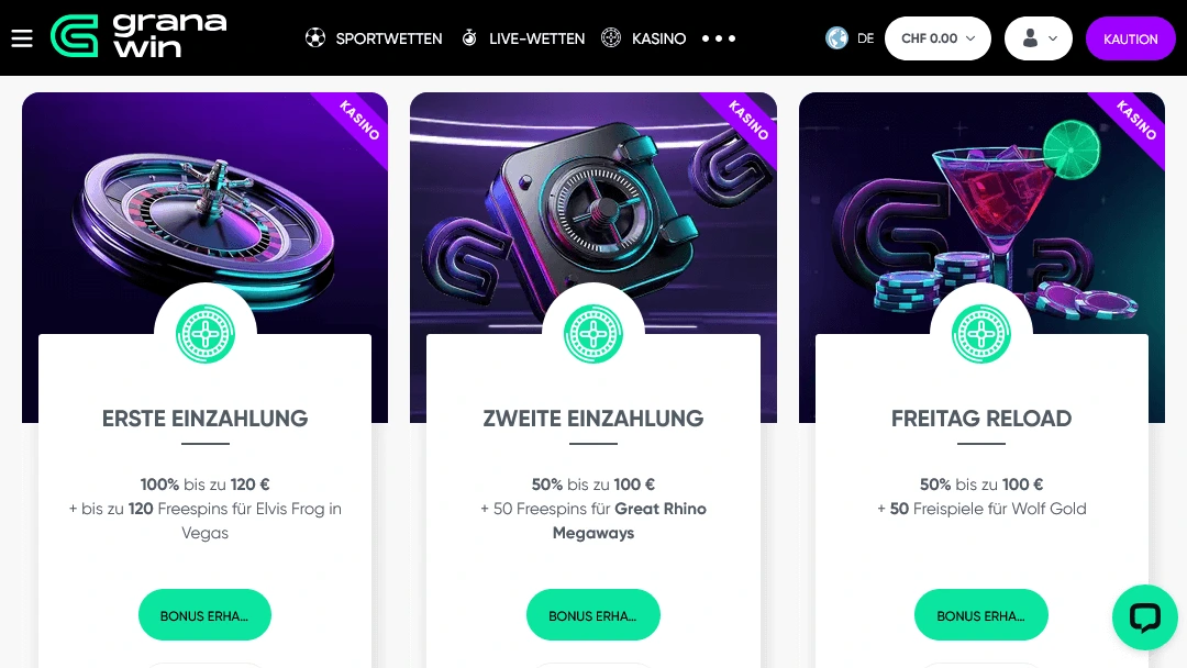 GranaWin – Bonusangebote für Einzahlungen und wöchentliche Reloads GranaWin Casino Bonusaktionen