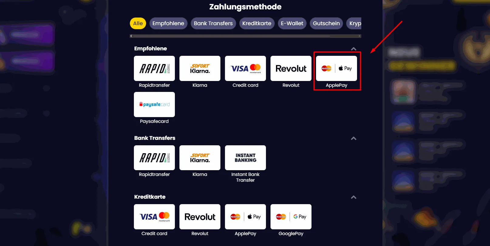 Apple Pay Einzahlungen im Slots Gem Casino Slots Gem Casino mit Apple Pay