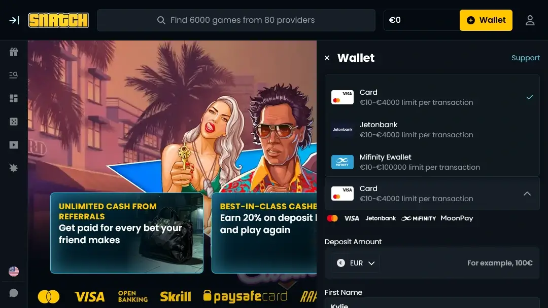 Snatch Casino online banking