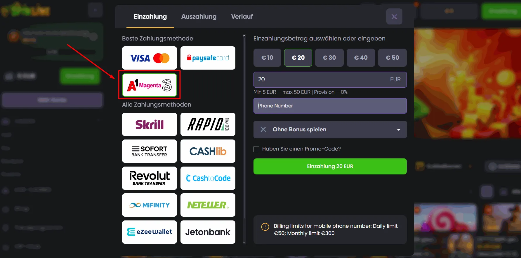 Handyrechnung bezahlen im Spinline Casino Spinline Casino mit Handyrechung bezahlen