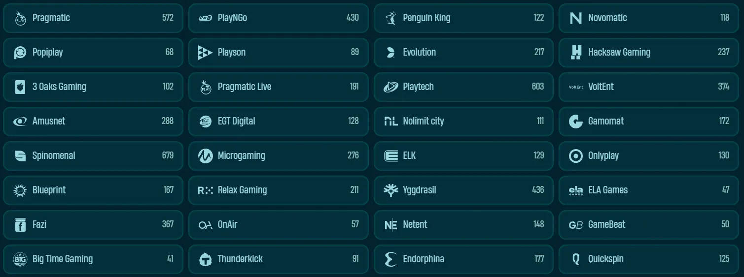 Anbieter von Caspero Casino