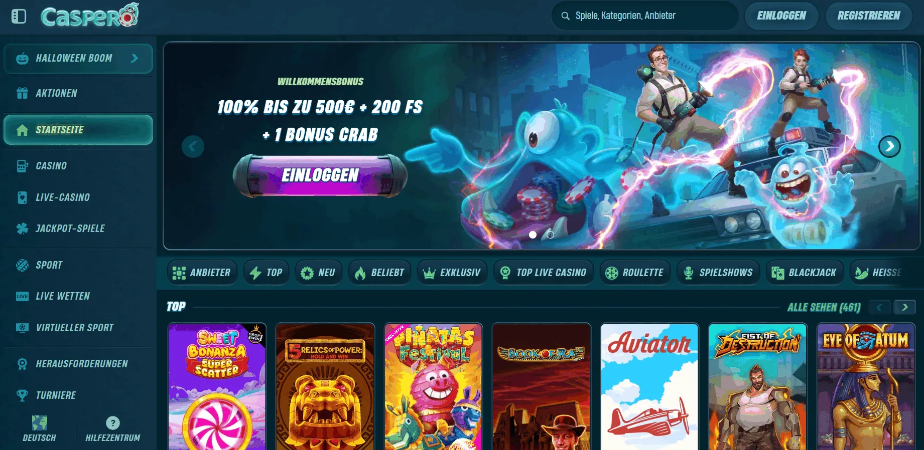 Lobby von Caspero Casino