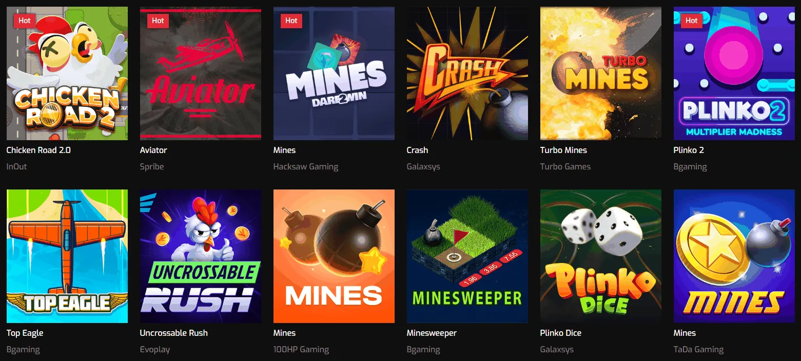 Hugo Casino Crash Games Crash Spiele von Hugo Casino