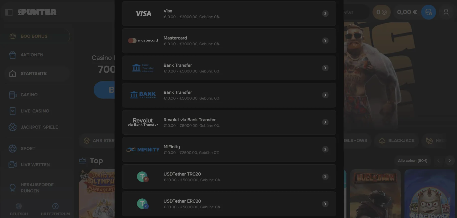 Auszahlung bei MrPunter Casino