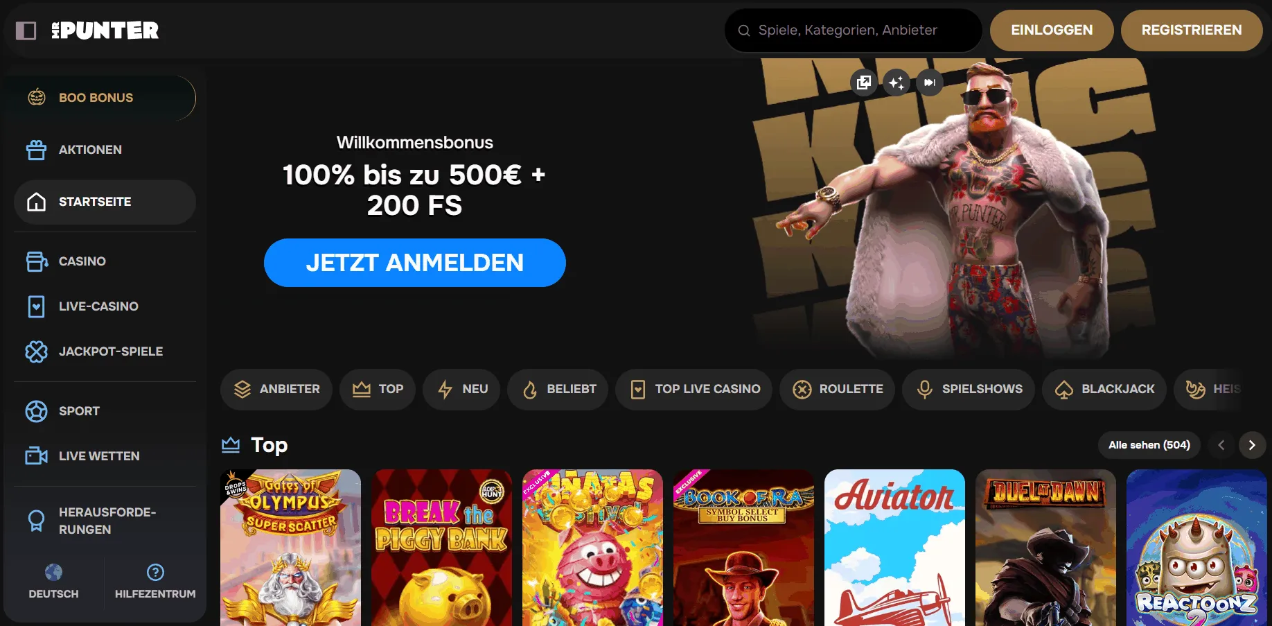 Lobby von MrPunter Casino