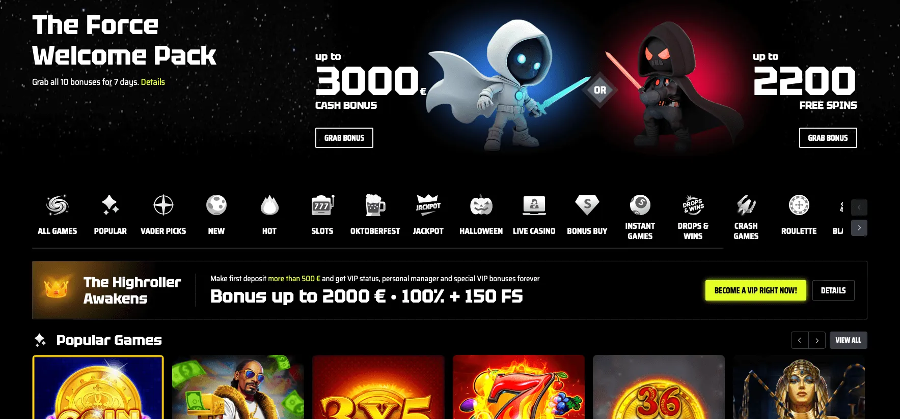 SlotsVader Casino Slots Vader Caino in Canada