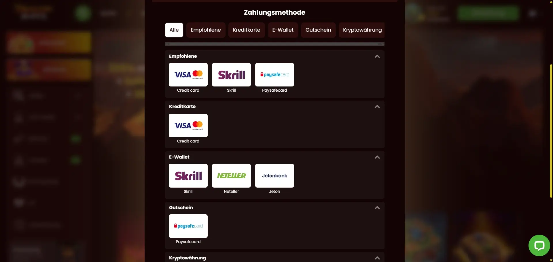 Zahlungsmethoden im Dragonslots Casino