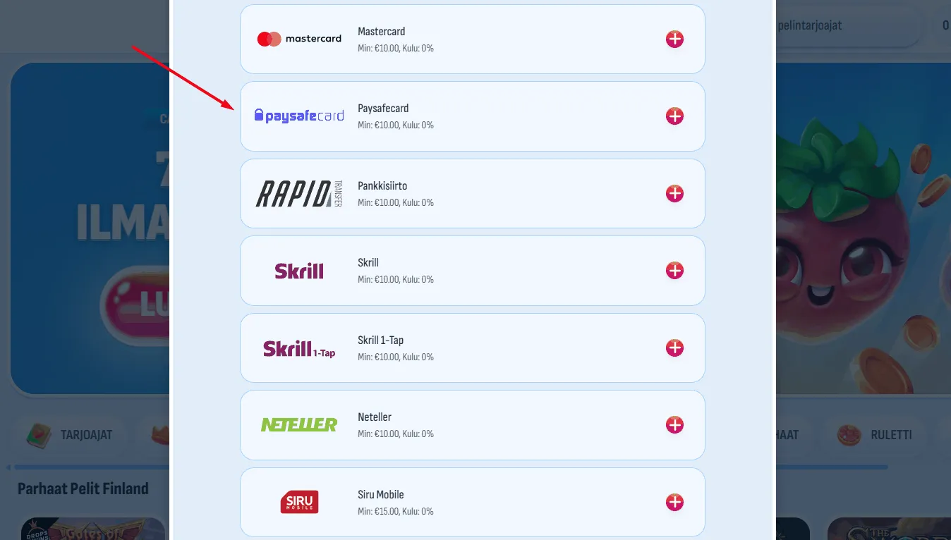 Nomini kasino ja Paysafecard Nomini kasino Paysafecard