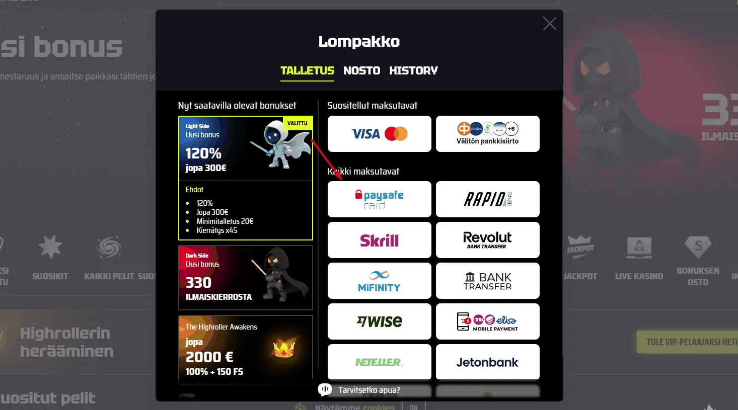 Slots Vader kasino ja Paysafecard Slots Vader kasino Paysafecard