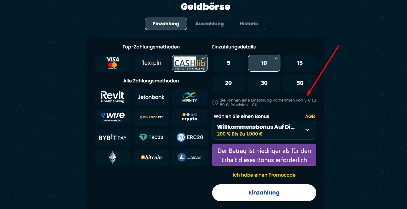 Rollino Online Casino 5 Euro Einzahlung