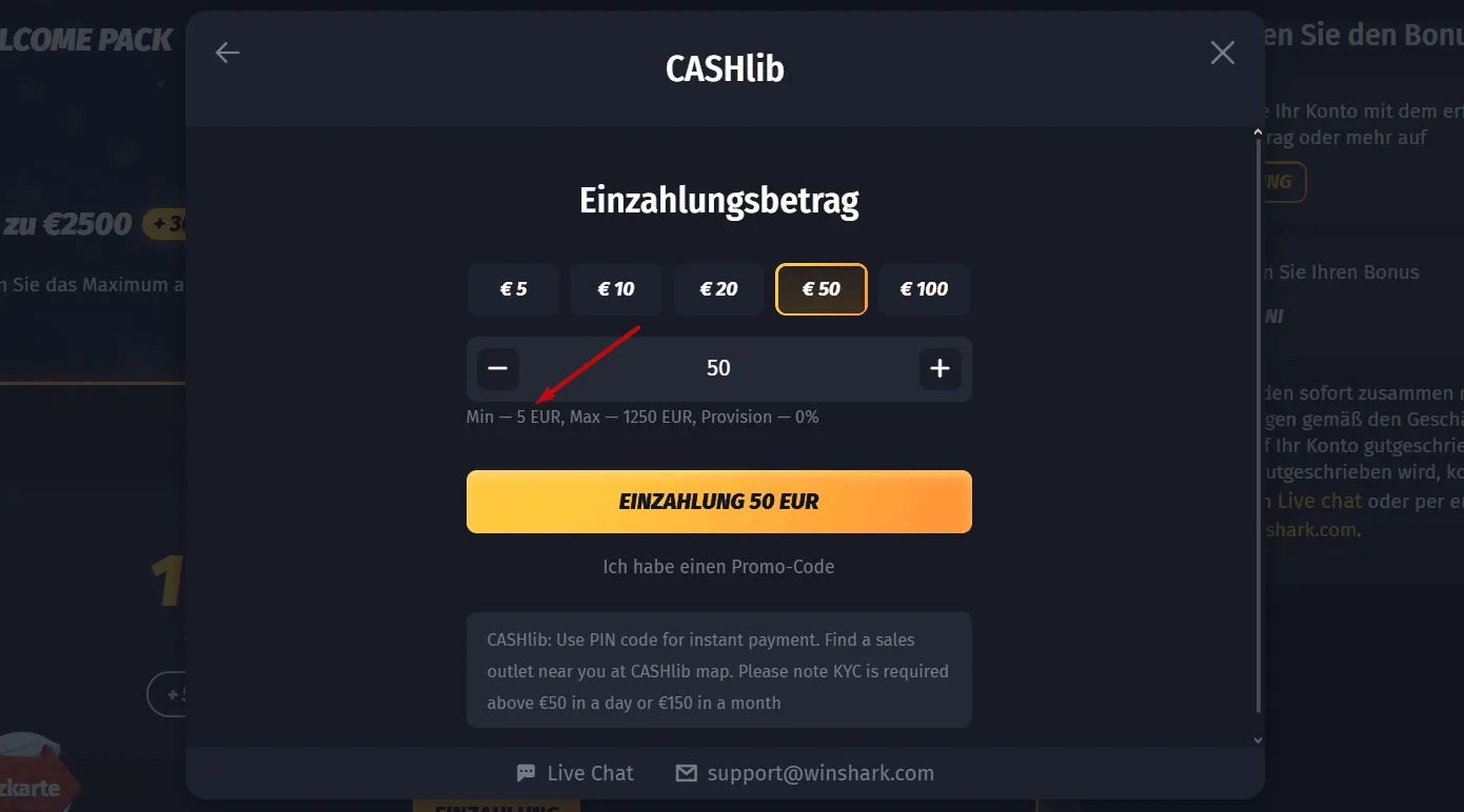 Winshark Online Casino 5 Euro Einzahlung