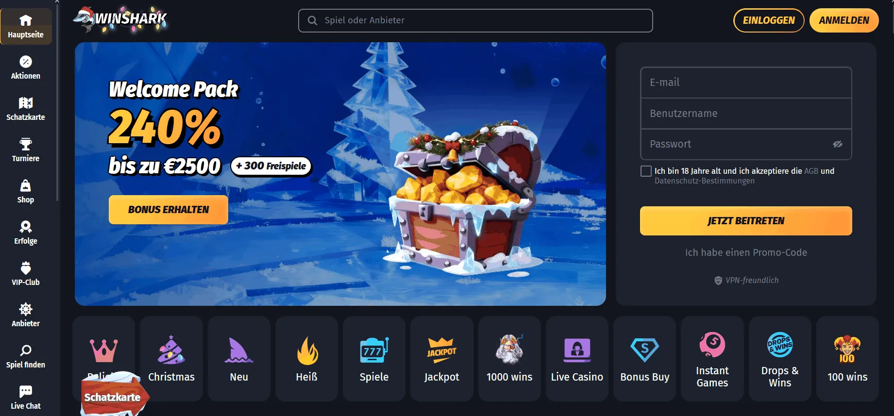 Winshark Online Casino legal in Deutschland Winshark Online Casino Deutschland legal