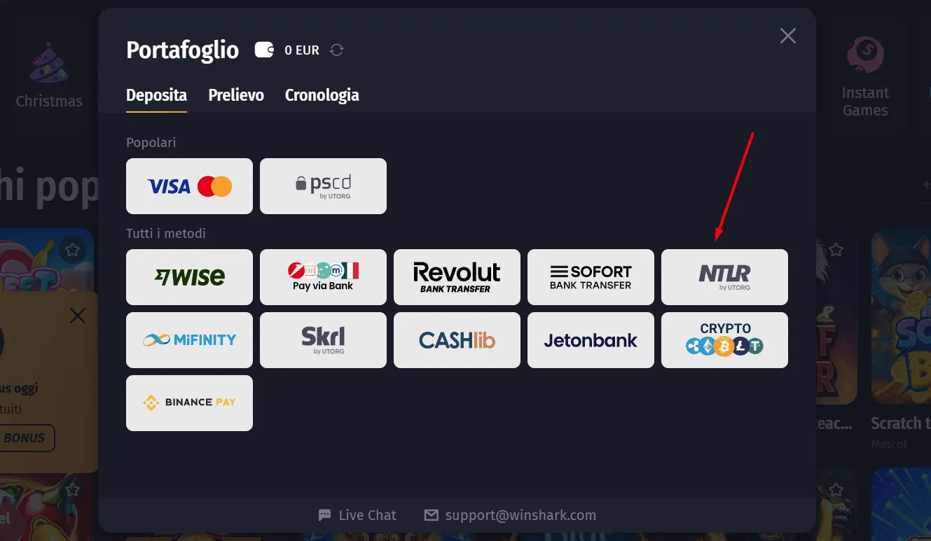 Winshark Casino e pagamenti Neteller Winshark Casino con Neteller